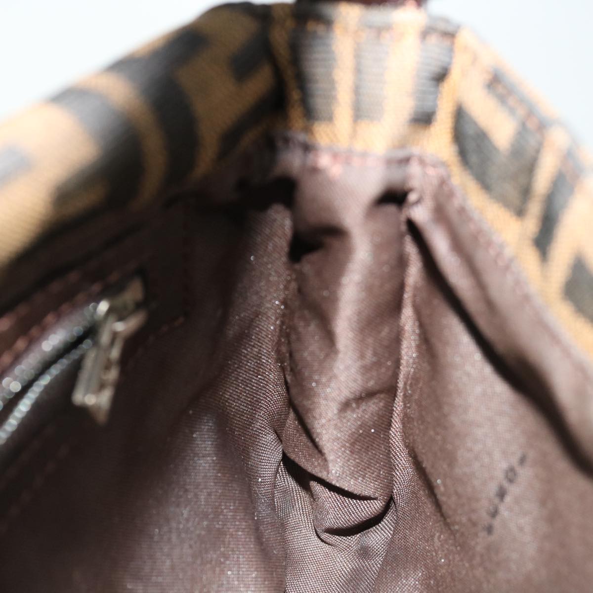 FENDI Zucca Canvas Mamma Baguette Shoulder Bag Brown Blackyk10477