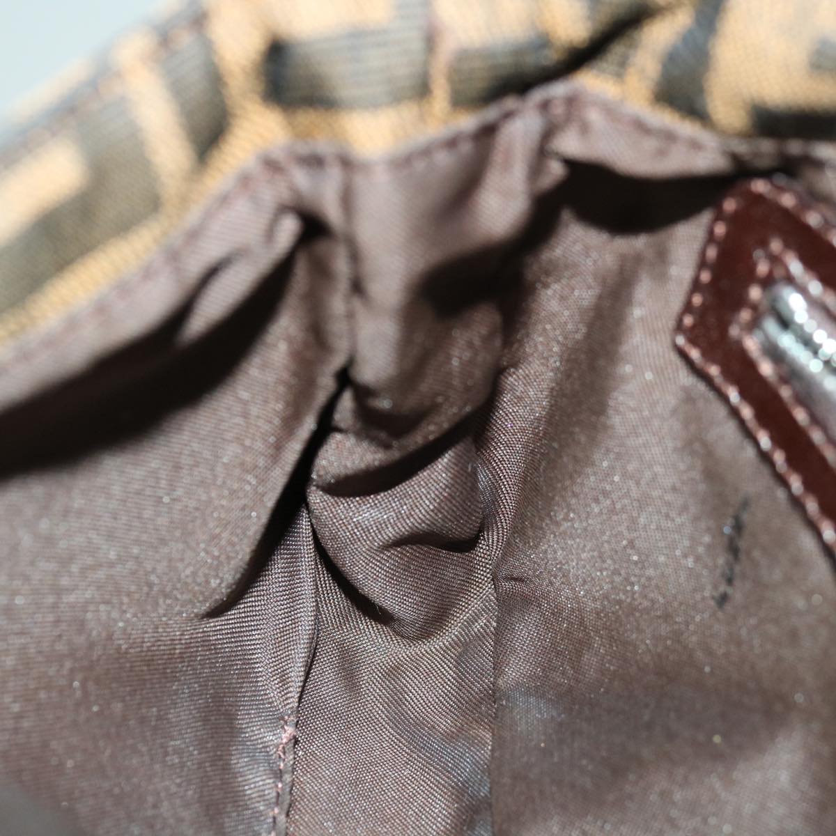 FENDI Zucca Canvas Mamma Baguette Shoulder Bag Brown Blackyk10477