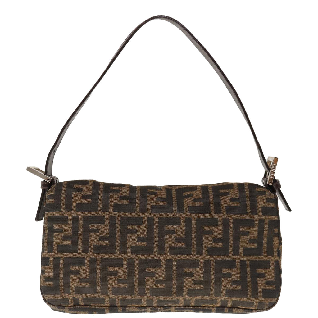 FENDI Zucca Canvas Mamma Baguette Shoulder Bag Brown Blackyk10477