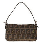 FENDI Zucca Canvas Mamma Baguette Shoulder Bag Brown Blackyk10477