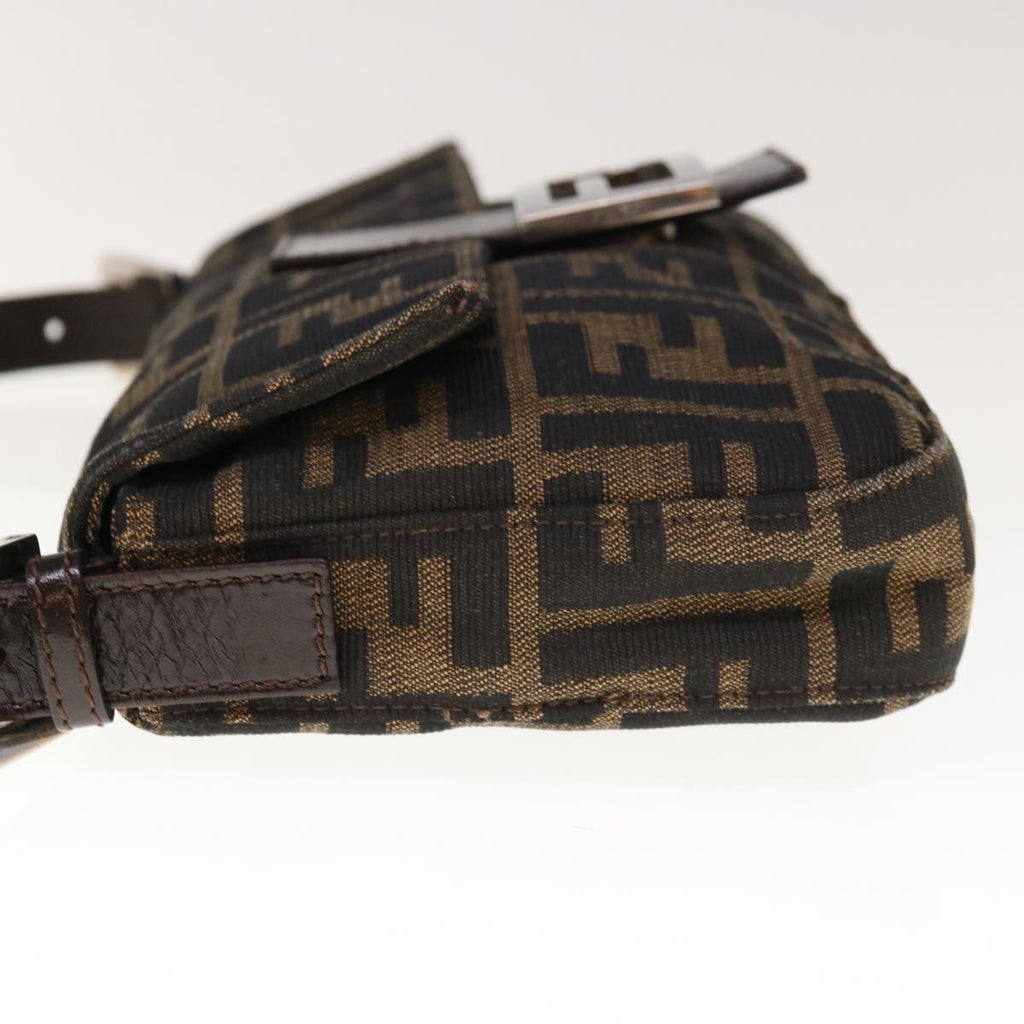 FENDI Zucca Canvas Mamma Baguette Shoulder Bag Brown Blackyk10477
