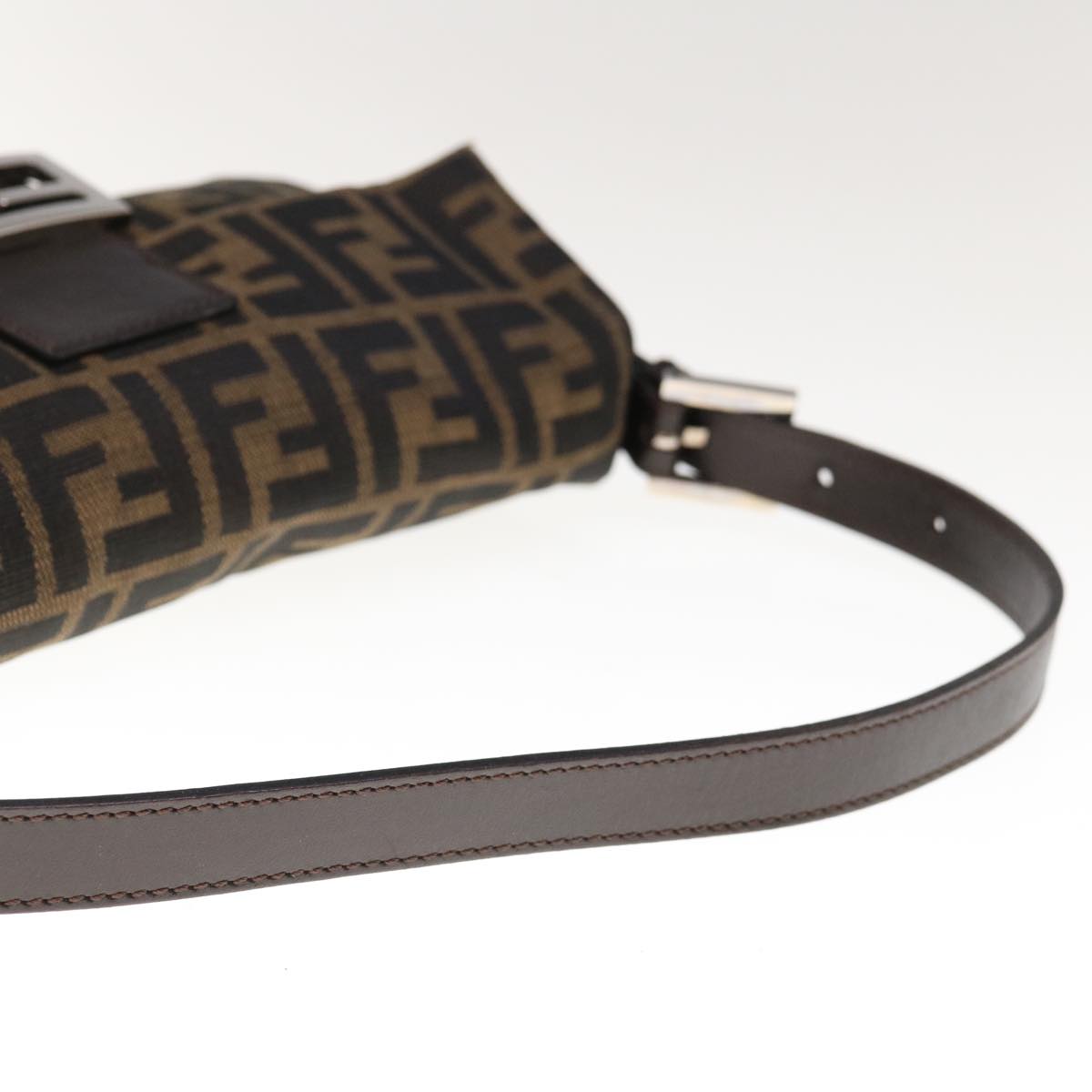 FENDI Zucca Canvas Mamma Baguette Shoulder Bag Brown Blackyk10477