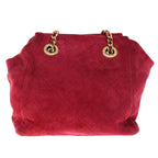 PRADA Quilted Chain Shoulder Bag Suede Red  yk10504