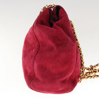 PRADA Quilted Chain Shoulder Bag Suede Red  yk10504