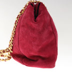PRADA Quilted Chain Shoulder Bag Suede Red  yk10504