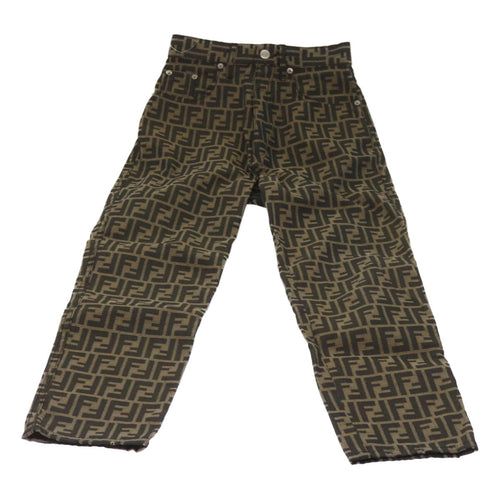 FENDI Zucca Canvas Pants Black Brownyk10543