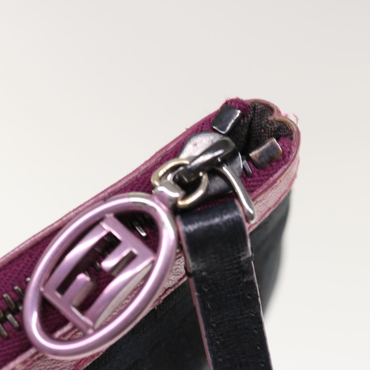 FENDI Zucchino Canvas Pouch Black Pinkyk10551