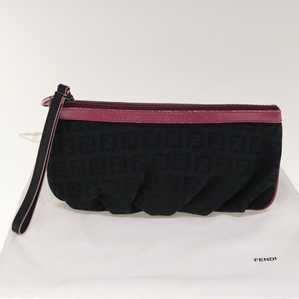FENDI Zucchino Canvas Pouch Black Pinkyk10551