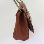 Chloe Ribbon Chain Shoulder Bag Leather Brown yk10580