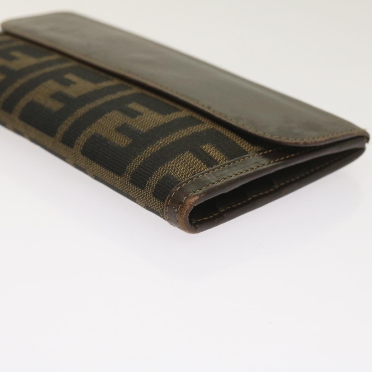 FENDI Zucca Canvas Long Wallet Black Brownyk10582