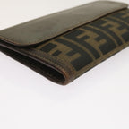 FENDI Zucca Canvas Long Wallet Black Brownyk10582