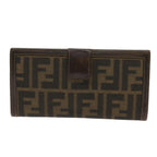 FENDI Zucca Canvas Long Wallet Black Brownyk10582