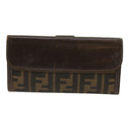 FENDI Zucca Canvas Long Wallet Black Brownyk10582