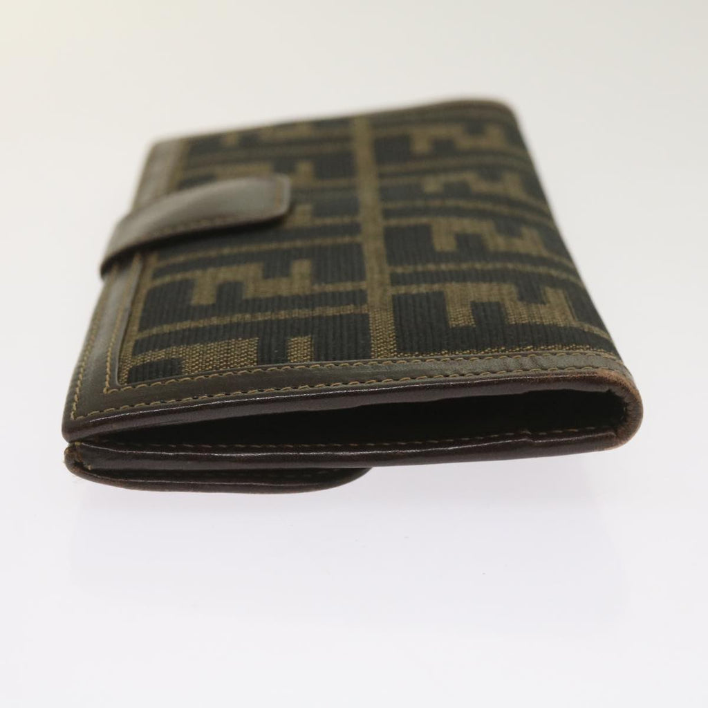 FENDI Zucca Canvas Long Wallet Black Brownyk10582