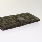 FENDI Zucca Canvas Long Wallet Black Brownyk10582