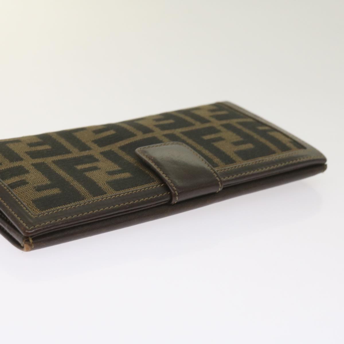 FENDI Zucca Canvas Long Wallet Black Brownyk10582