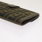 FENDI Zucca Canvas Long Wallet Black Brownyk10582