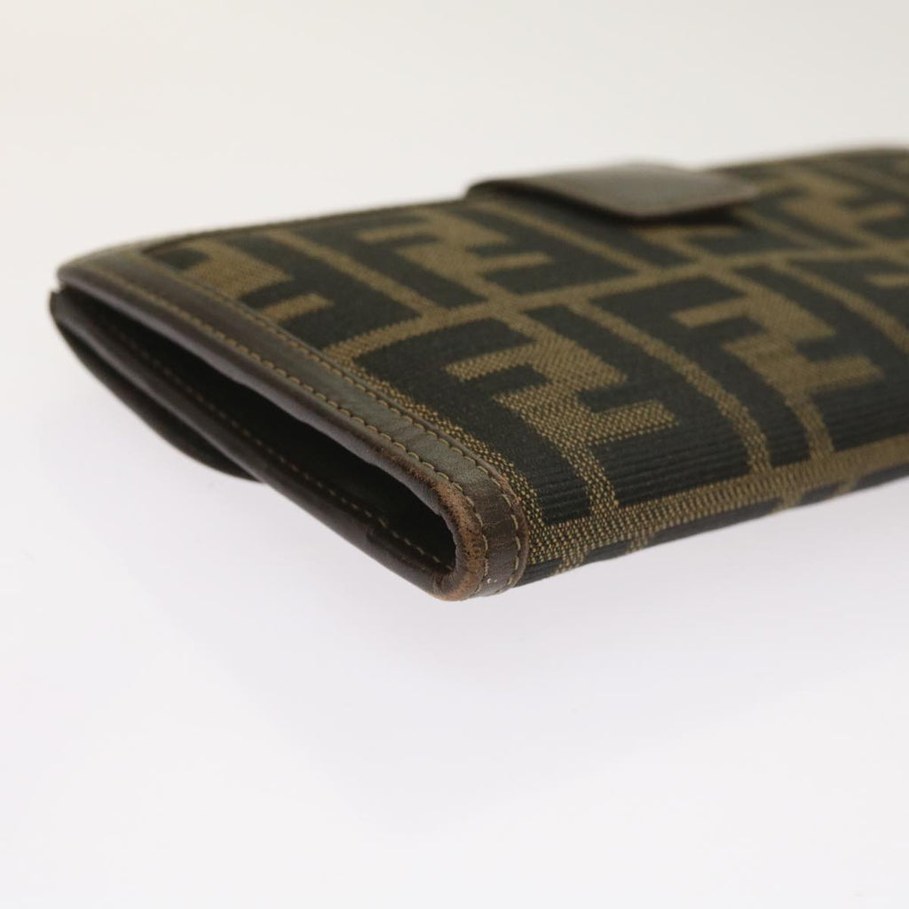 FENDI Zucca Canvas Long Wallet Black Brownyk10582