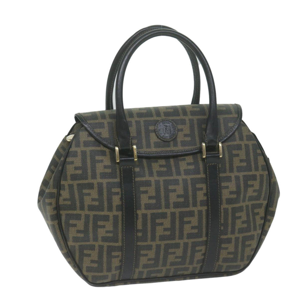 FENDI Zucca Canvas Hand Bag Black Brownyk10606