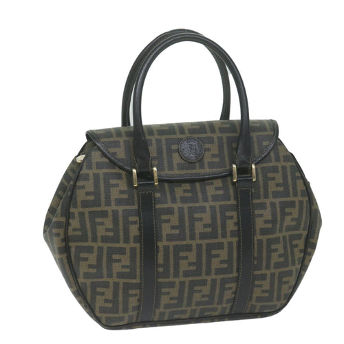 FENDI Zucca Canvas Hand Bag Black Brownyk10606