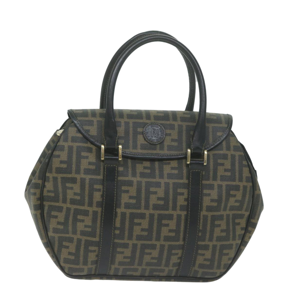 FENDI Zucca Canvas Hand Bag Black Brownyk10606