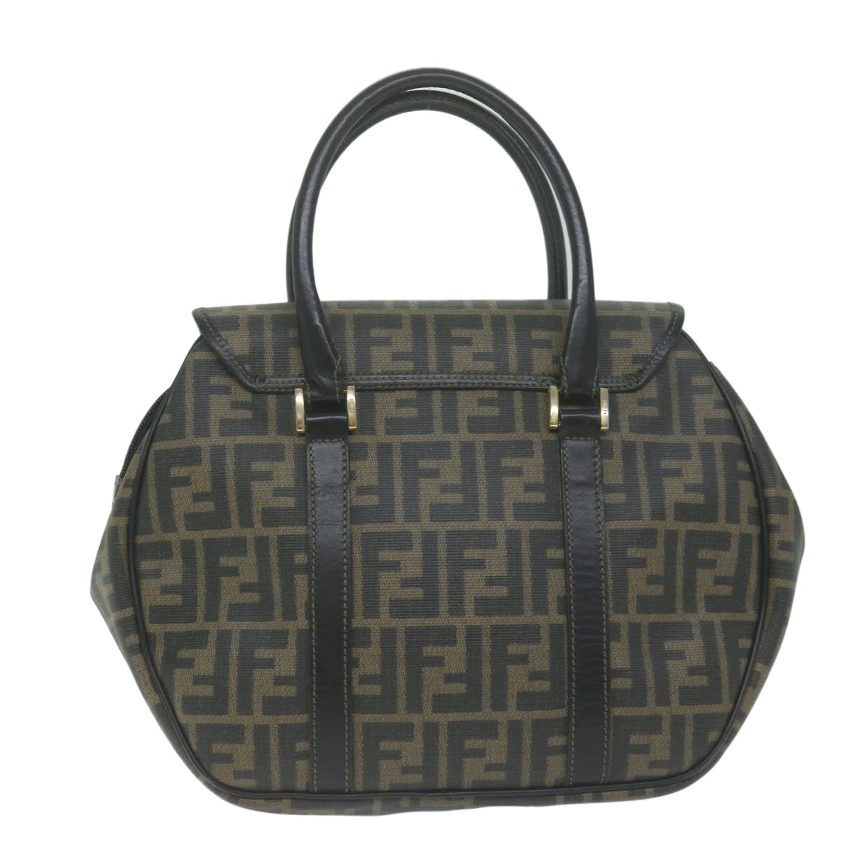 FENDI Zucca Canvas Hand Bag Black Brownyk10606