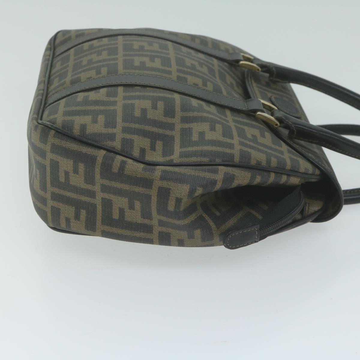 FENDI Zucca Canvas Hand Bag Black Brownyk10606