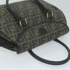 FENDI Zucca Canvas Hand Bag Black Brownyk10606