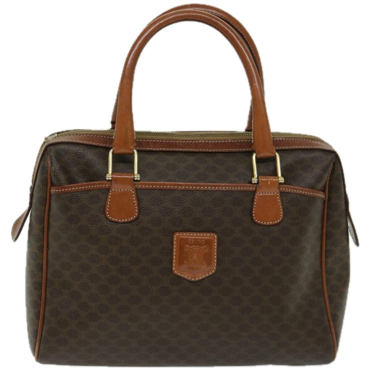 CELINE Macadam Canvas Hand Bag PVC Brown 10689