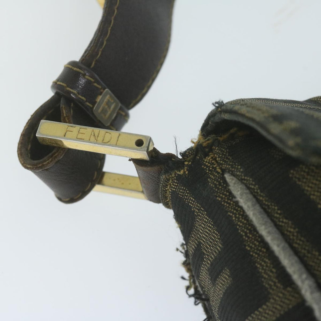 FENDI Zucca Canvas Shoulder Bag Black Brownyk10698