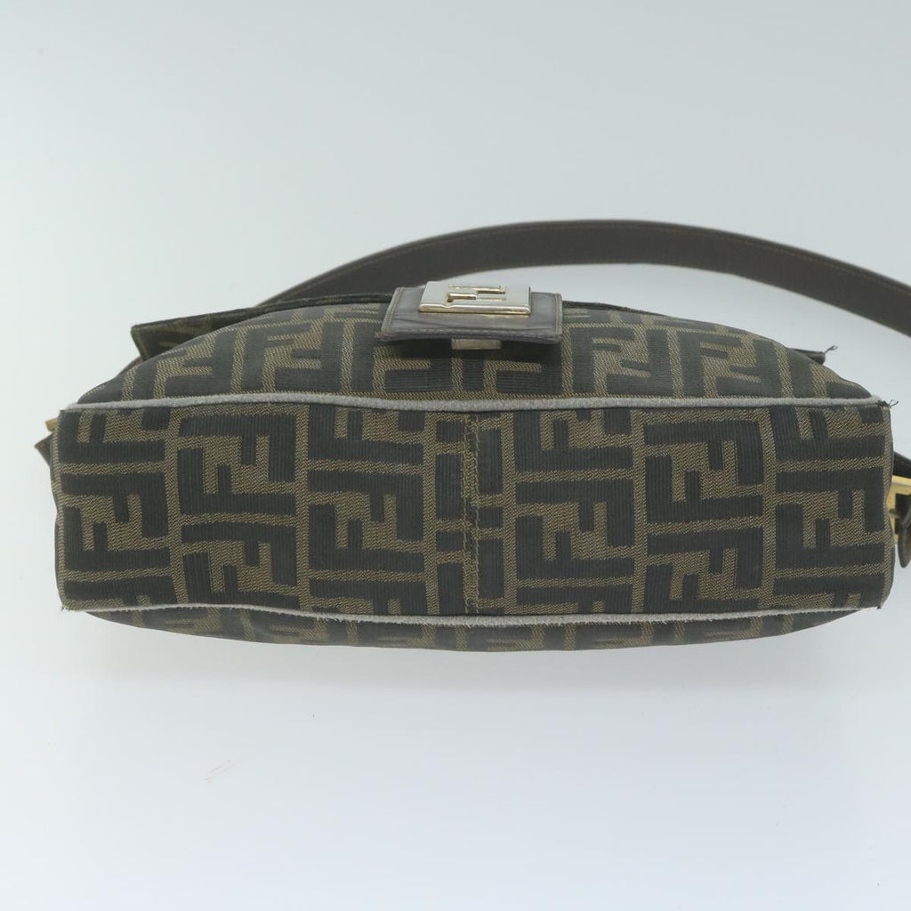 FENDI Zucca Canvas Shoulder Bag Black Brownyk10698