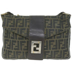 FENDI Zucca Canvas Shoulder Bag Black Brownyk10698