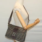 FENDI Zucca Canvas Shoulder Bag Black Brownyk10698
