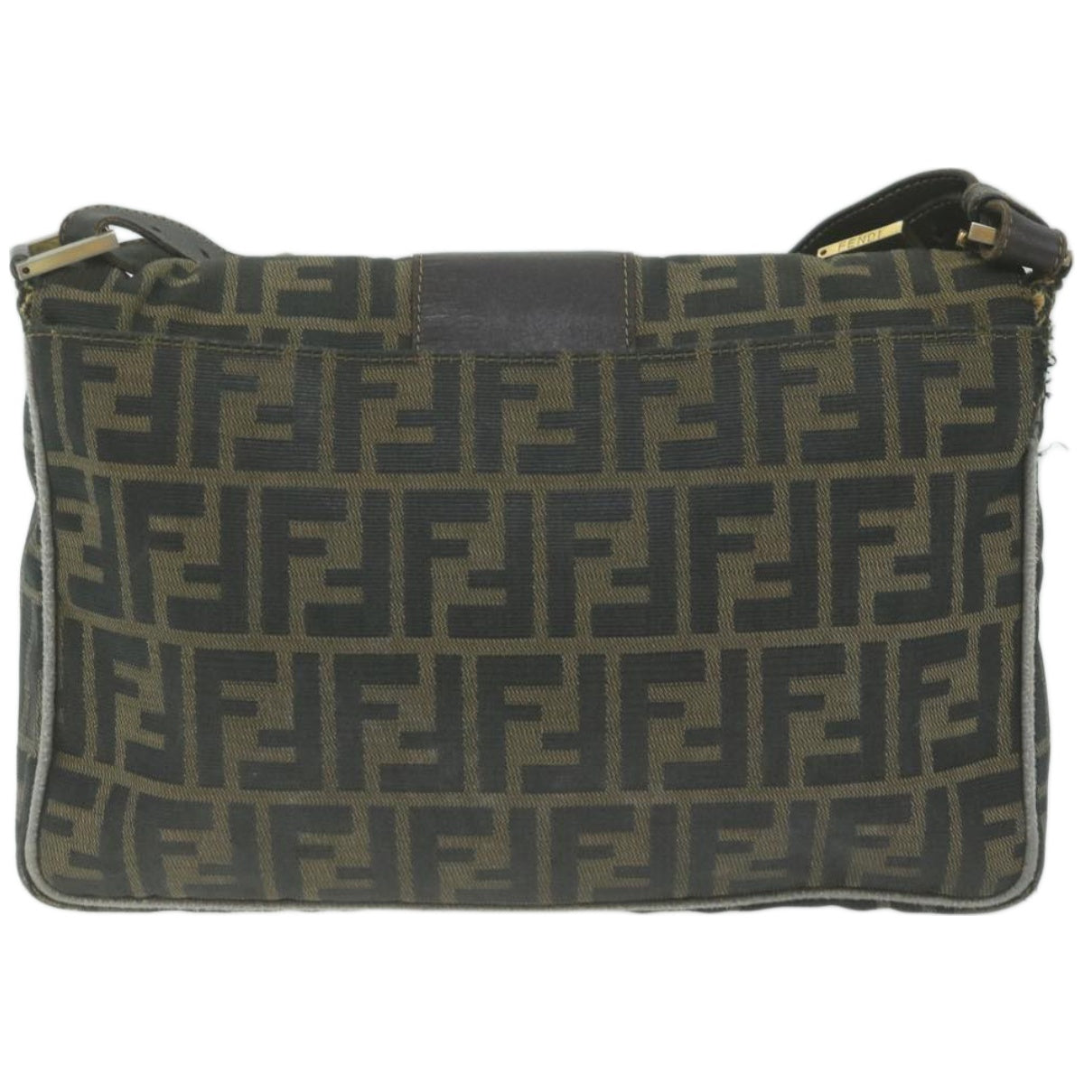 FENDI Zucca Canvas Shoulder Bag Black Brownyk10698