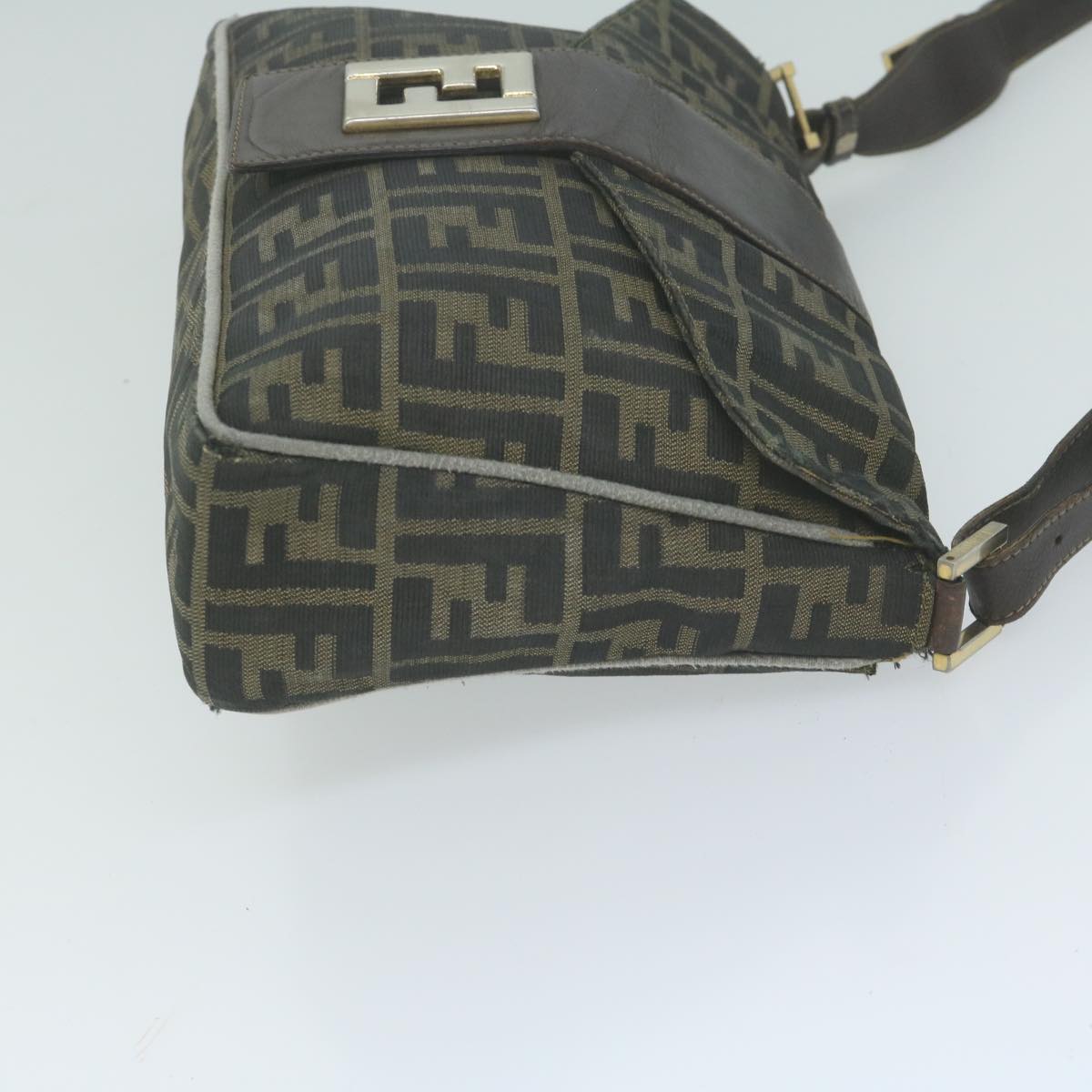 FENDI Zucca Canvas Shoulder Bag Black Brownyk10698