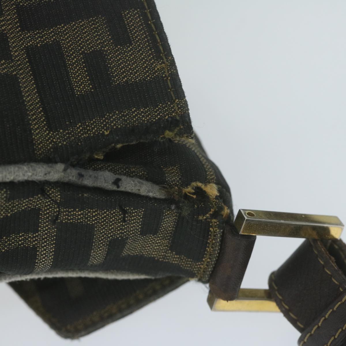 FENDI Zucca Canvas Shoulder Bag Black Brownyk10698