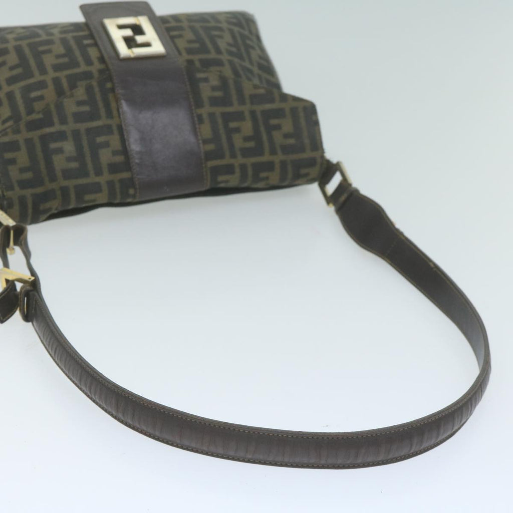 FENDI Zucca Canvas Shoulder Bag Black Brownyk10698