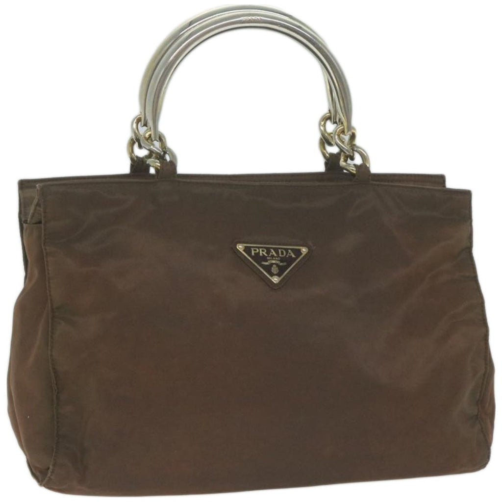 PRADA Hand Bag Nylon Brown  yk10701