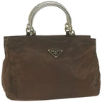 PRADA Hand Bag Nylon Brown  yk10701