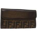 FENDI Zucca Canvas Long Wallet Black Brownyk10736