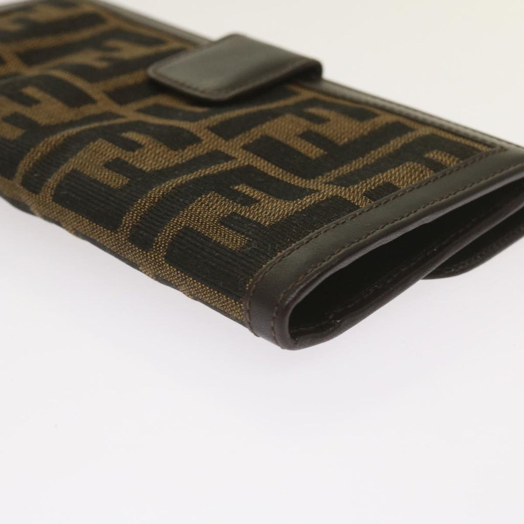 FENDI Zucca Canvas Long Wallet Black Brownyk10736