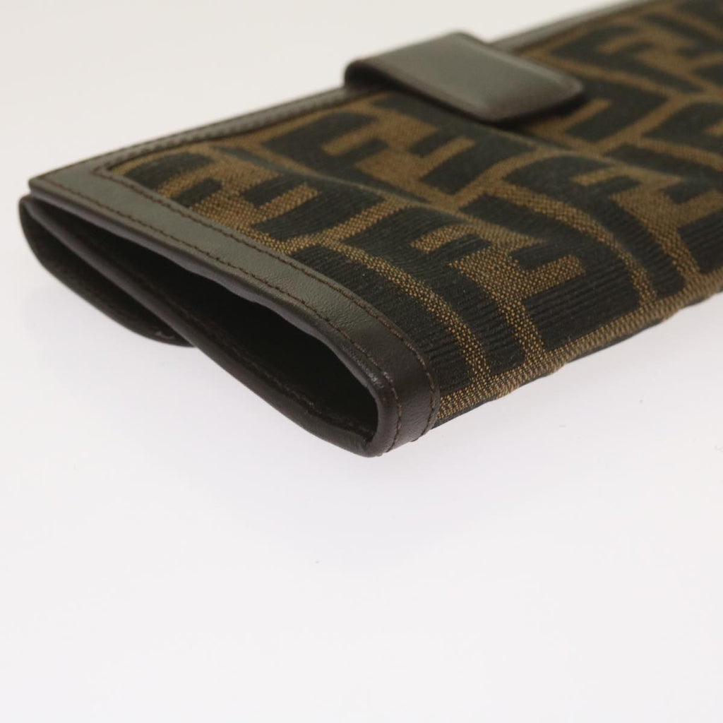 FENDI Zucca Canvas Long Wallet Black Brownyk10736