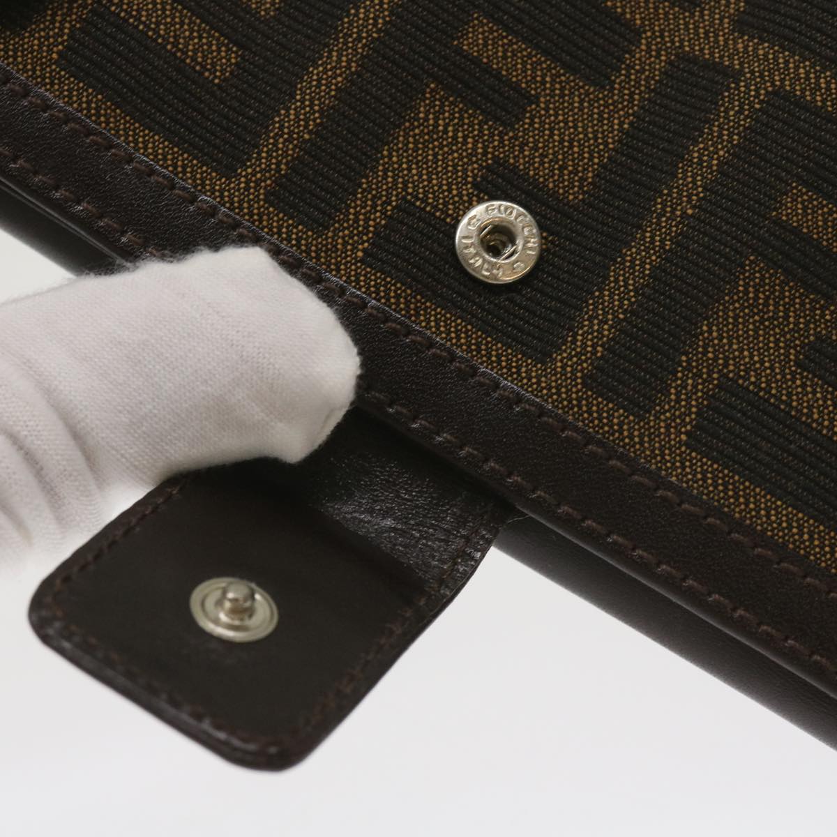 FENDI Zucca Canvas Long Wallet Black Brownyk10736