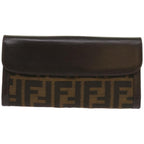 FENDI Zucca Canvas Long Wallet Black Brownyk10736