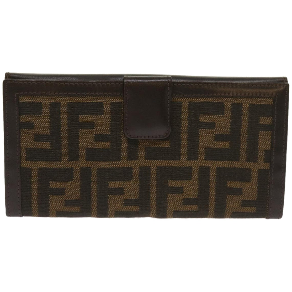 FENDI Zucca Canvas Long Wallet Black Brownyk10736
