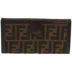 FENDI Zucca Canvas Long Wallet Black Brownyk10736