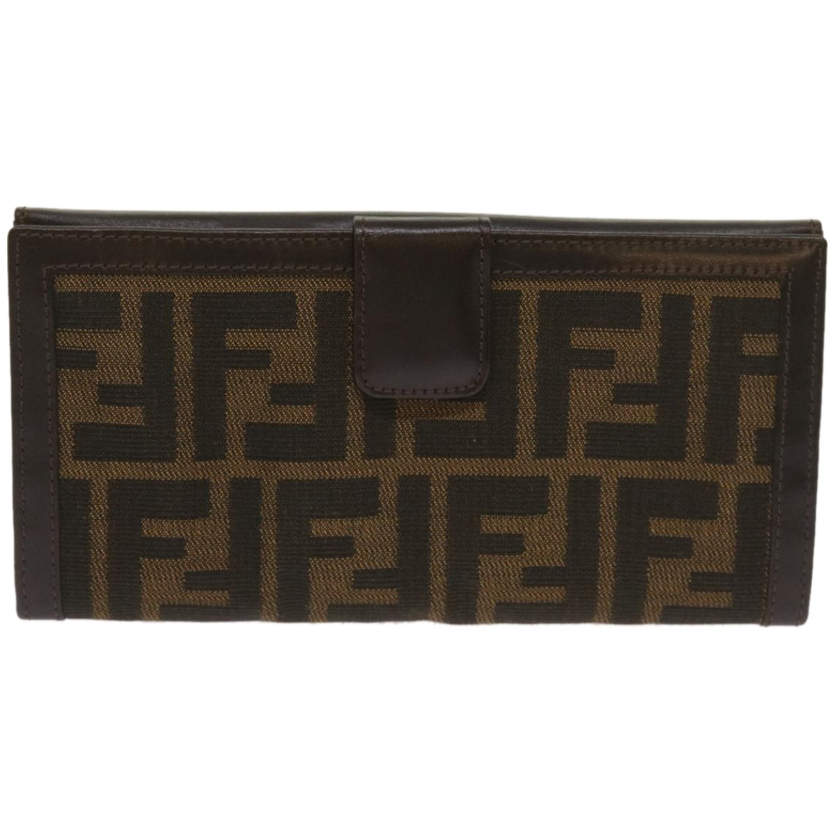 FENDI Zucca Canvas Long Wallet Black Brownyk10736