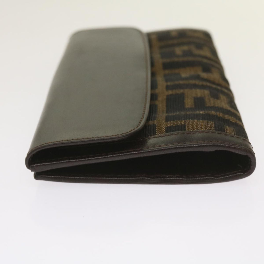 FENDI Zucca Canvas Long Wallet Black Brownyk10736