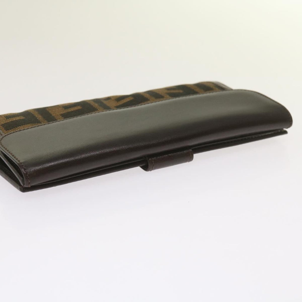 FENDI Zucca Canvas Long Wallet Black Brownyk10736