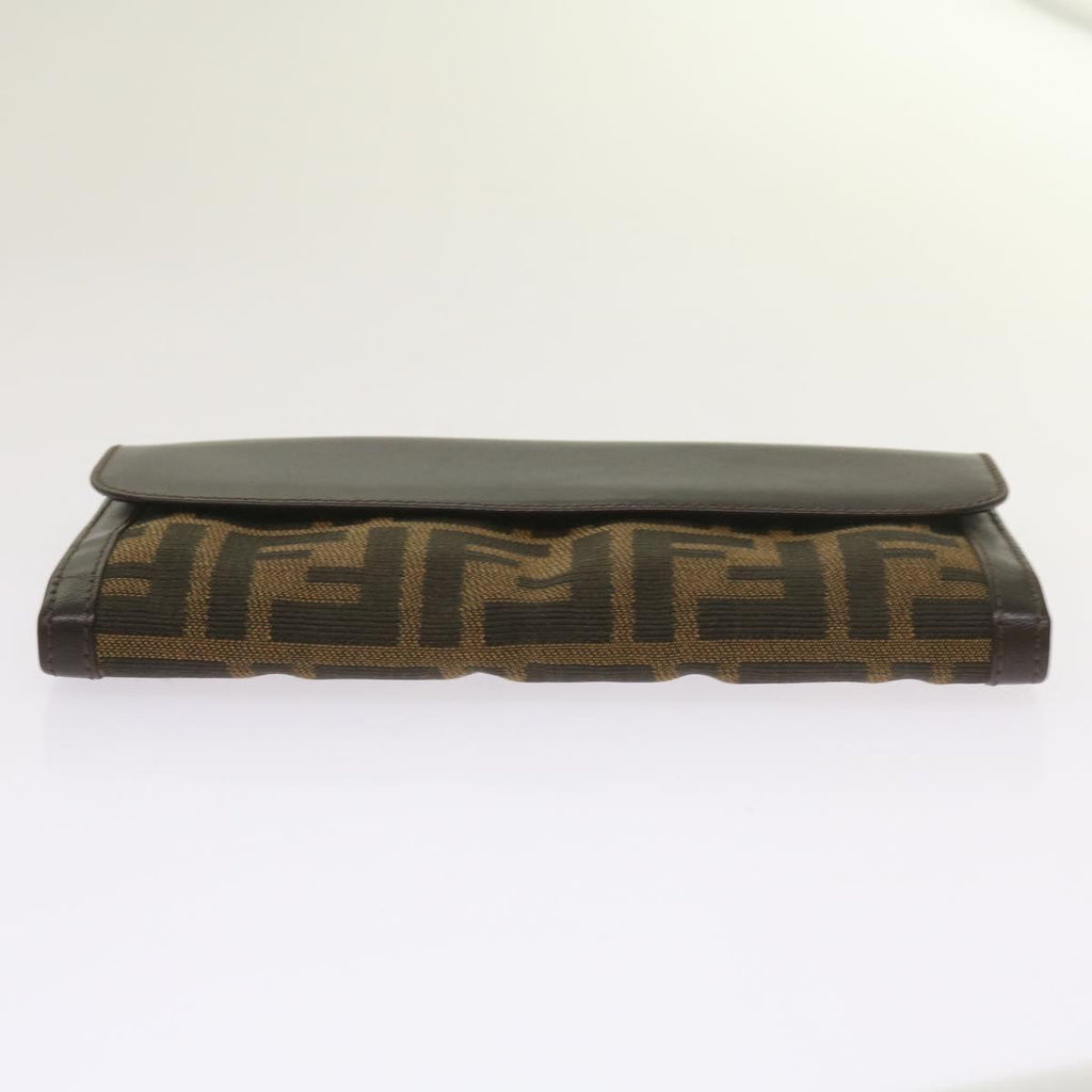 FENDI Zucca Canvas Long Wallet Black Brownyk10736